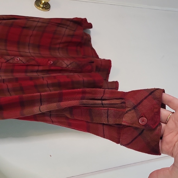 *3 for $15* Fall Red and Brown Plaid Button Up - Picture 3 of 6